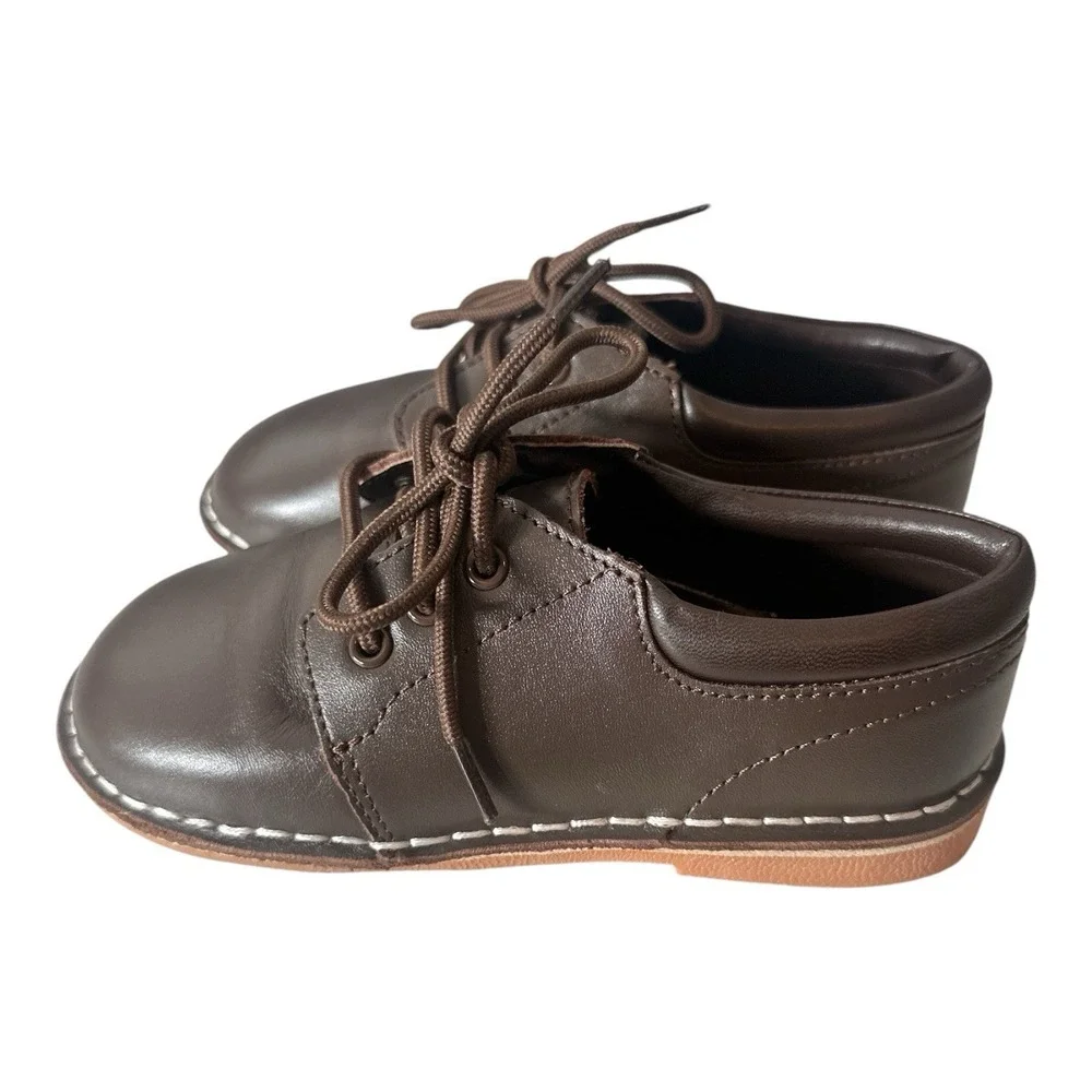 New L'amour Shoes Boys Size 11 brown leather lace up Dress Shoes Party Formal